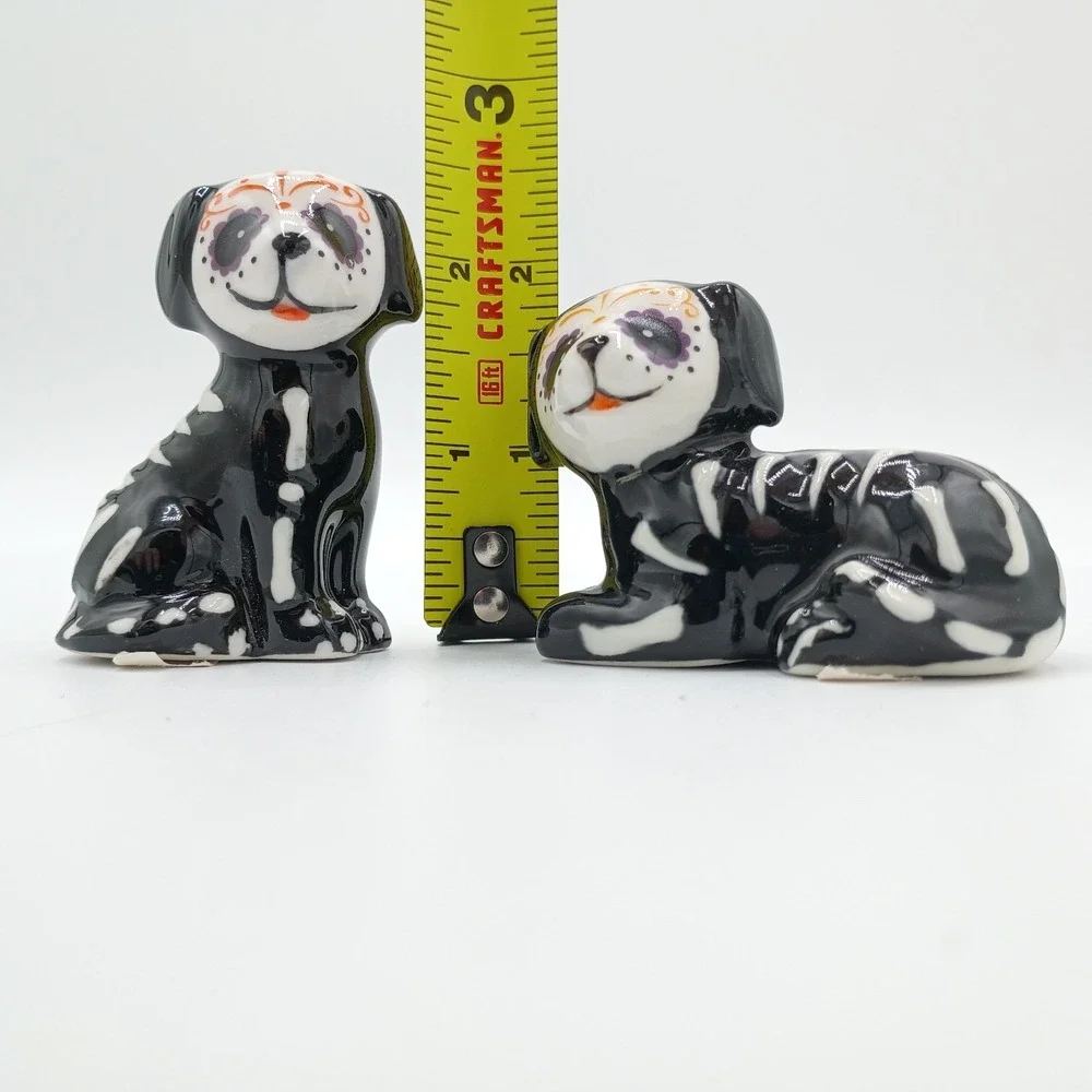 Cracker Barrel  Halloween Sugar Skull Puppy Dog Salt And Pepper Set New